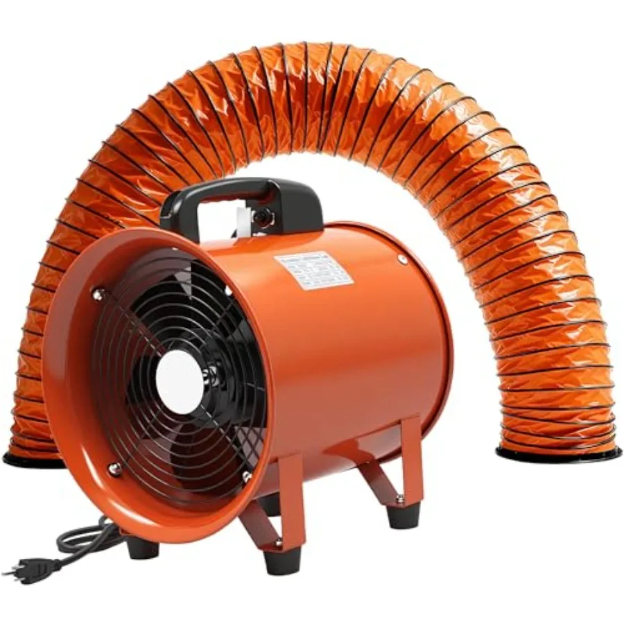 

Модернизированный 10-дюймовый портативный промышленный вытяжной вентилятор с гибким воздуховодом 16,4 футов, 3300 об/мин, малошумный вентилятор для мастерских