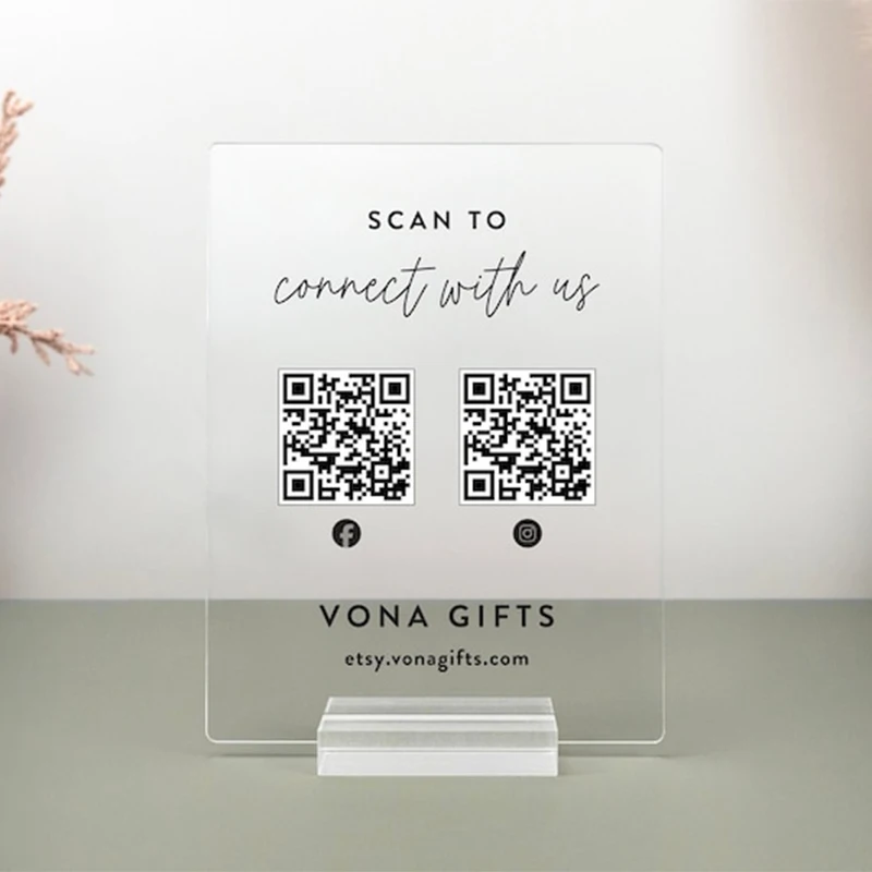 علامة رمز الاستجابة السريعة من الأكريليك للأعمال، مسح مخصص لدفع علامة Venmo/PayPal/Cash App، ديكور سطح الطاولة للأعمال، وسائل التواصل الاجتماعي #2
