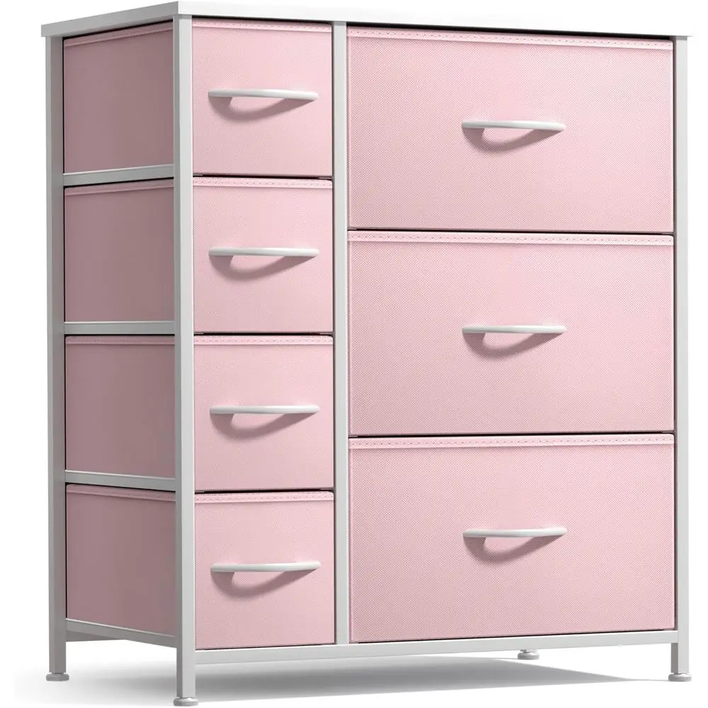 

7-Drawer Storage Unit - Kids & Teens Bedroom Organizer, Nursery, Playroom, Clothes & Toy Storage, Steel Frame, Wooden Top