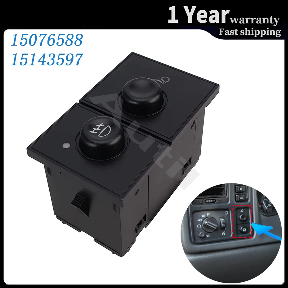 Fog Light Cargo Lamp Button Switch Parts for Chevrolet Avalanche Silverado Suburban Tahoe Cadillac GMC Yukon 15076588 15143597