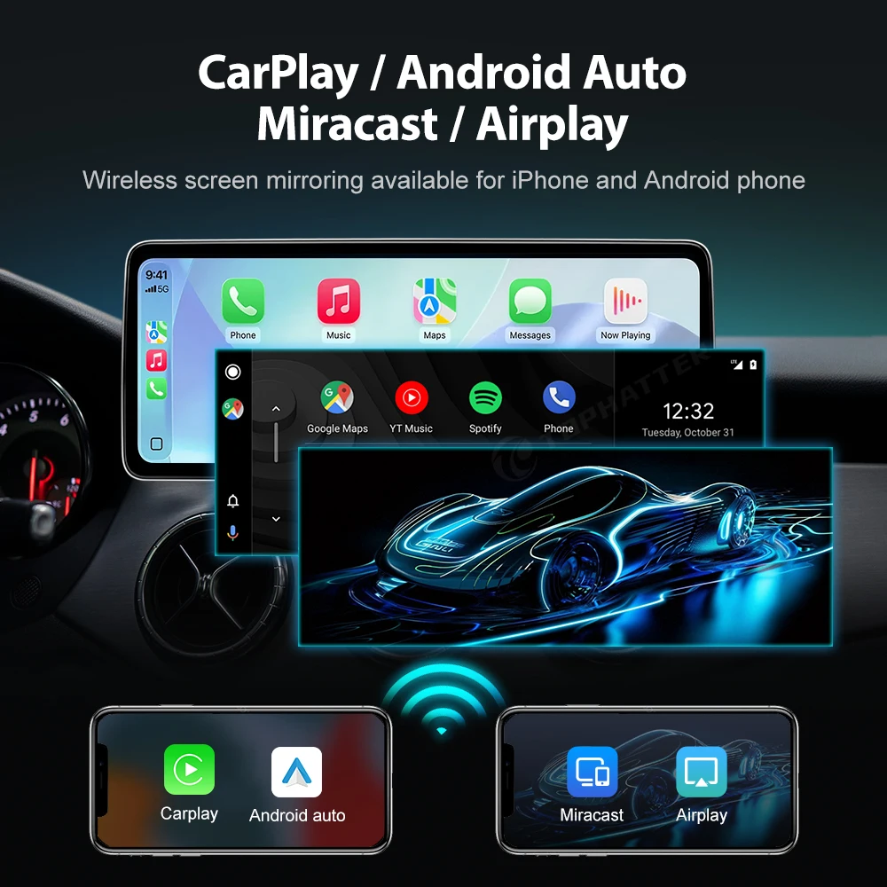 12.3'' Linux Touch Screen Wireless CarPlay Car Radio For Mercedes-Benz W166 ML GL Class GPS With Android Auto Airplay Mirror