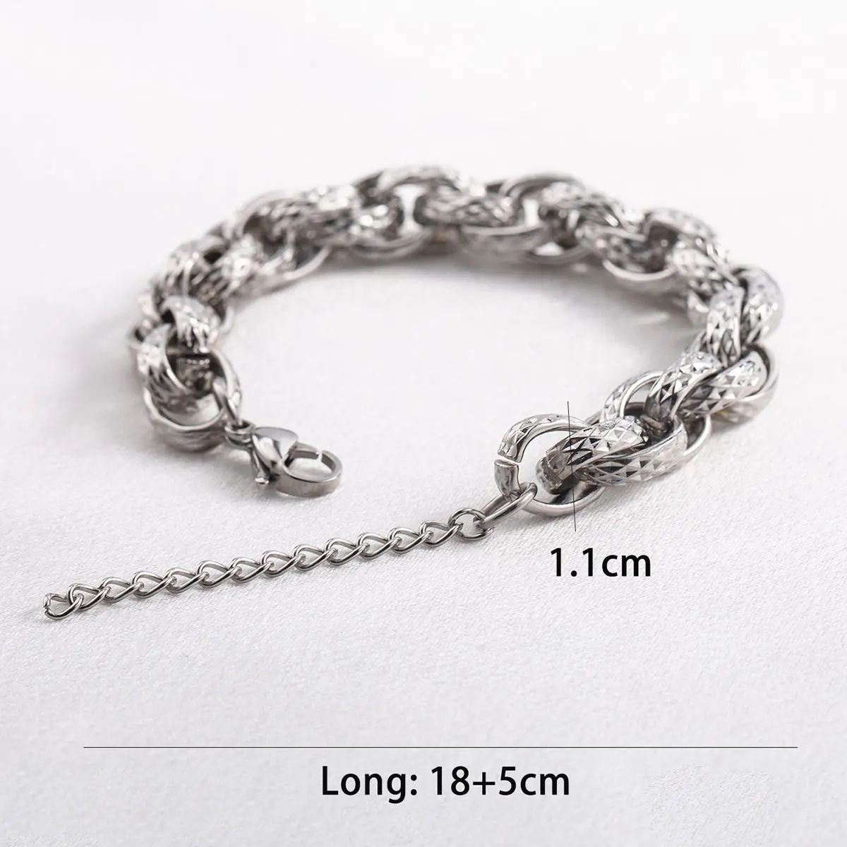 ​ Men's Premium Faceted Chain Bracelet - Durable Colorfast Titanium Steel, Bold Hip Hop Jewelry, Trendy Minimalist Accessory