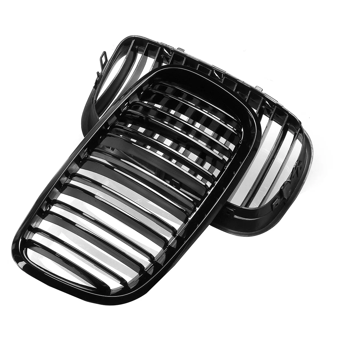 For BMW X5 E70 2007-2013 X6 E71 E72 2008-2014 Racing Grill Pair Gloss Black Car Front Kidney Grille Double Slat Grill Grille