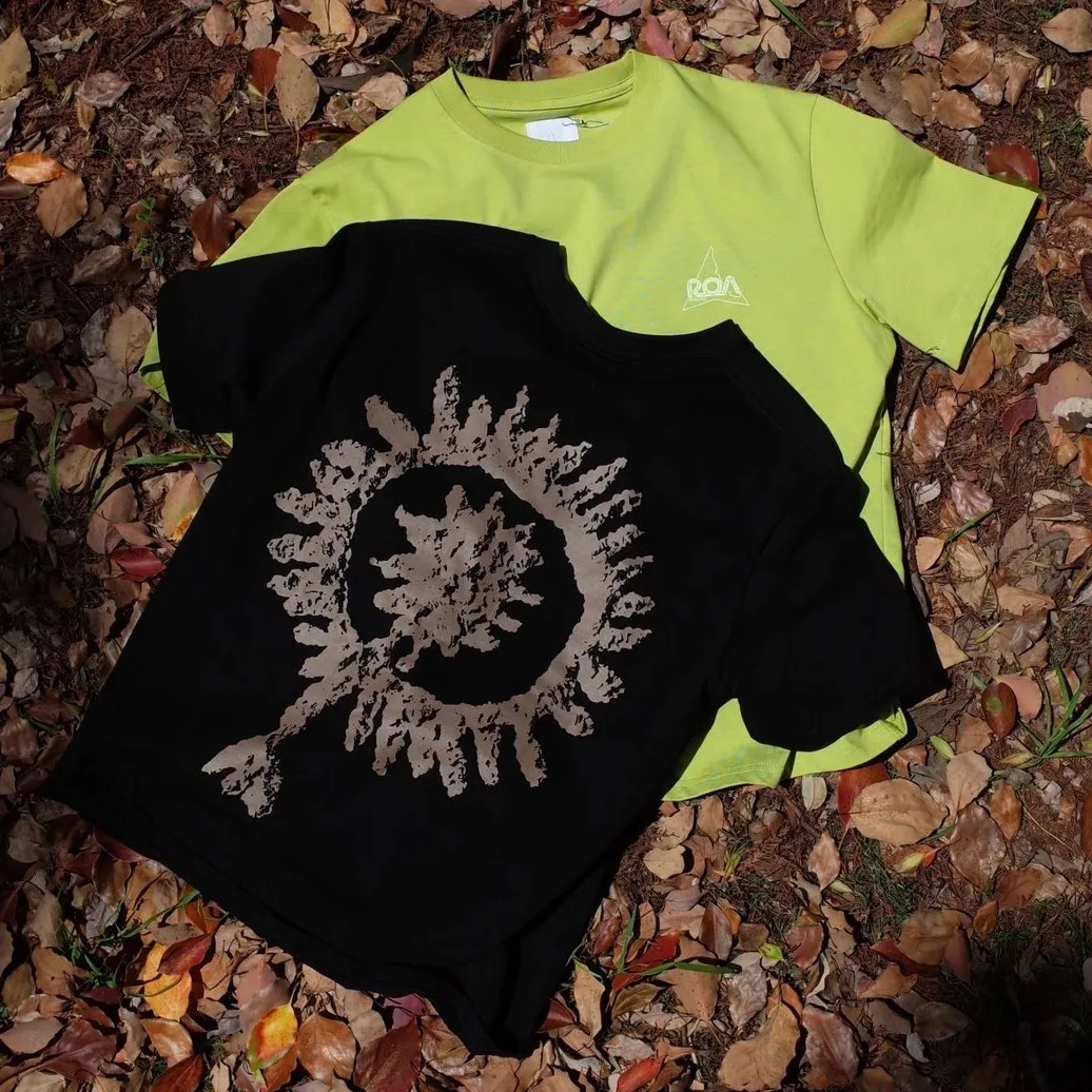 ROA HIKING Plant-printed loose casual function round neck short-sleeved T-shirt