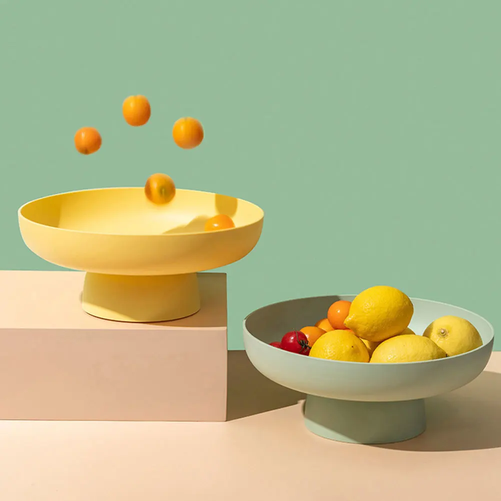 

Fruit Bowl Large Capacity Decorative Fruit Draining Bowl Kitchen Counter Footed Pedestal Green Party Wedding Home Decoration