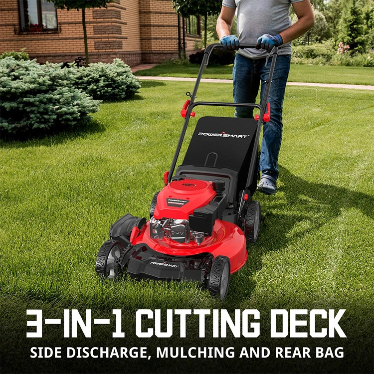 2025 New Design 21 Inch Deck Side Discharge Hand Push Lawn Mower With Fold Handle 144 Cc Rato Engine Cutting Grass Lawn Mowers