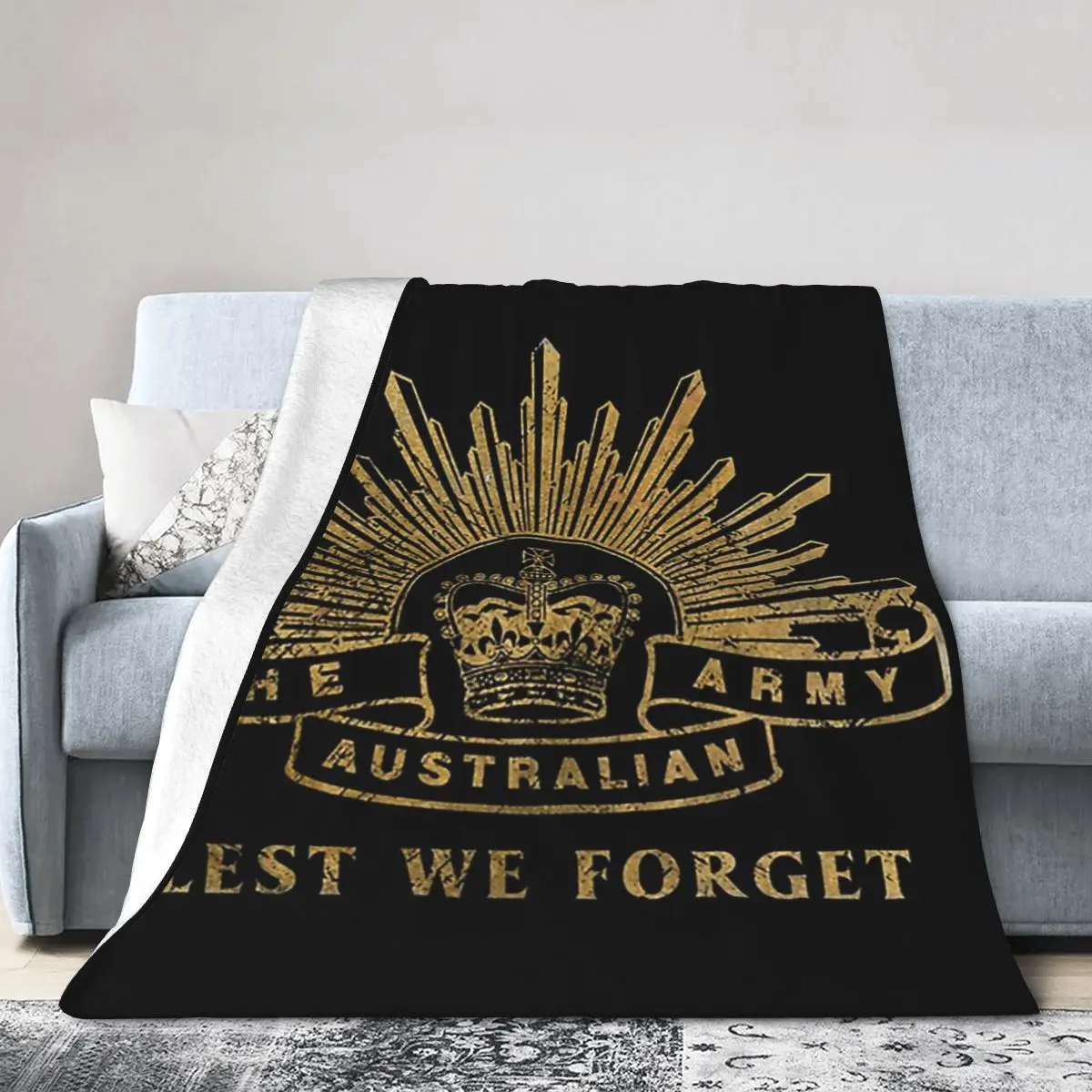 Australian Army - Lest We Forget Blankets Soft Warm Flannel Throw Blanket Plush for Bed Living room Picnic Travel Home Sofa