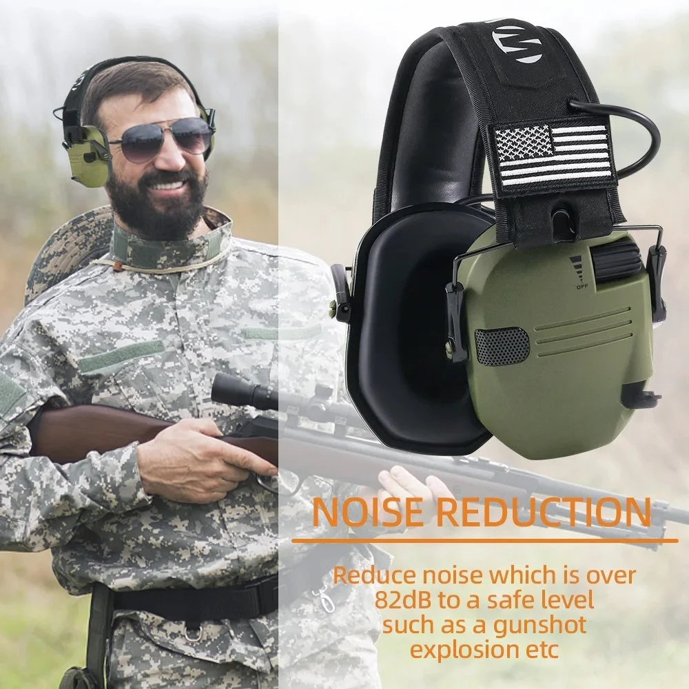 Outdoor Hunting/Shooting Earmuffs Actively Reduce Noise to Protect Hearing, Train Tactical Headphones to Strengthen Human Voice