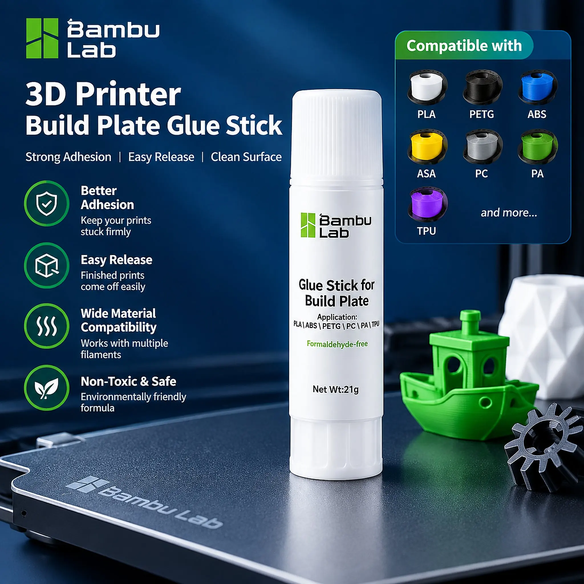 Bambu Lab 3D Printer Build Plate Glue Stick X2D/P2S/P1/A1/X1 High-temperature Adhesive For PLA PETG ASA ABS Printing Material
