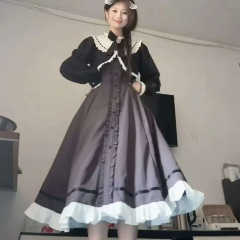 Christmas and New Year's Battle Robe Outfit, Autumn and Winter Daily Commuting Long Style, Two True French Elegant JK Dresses