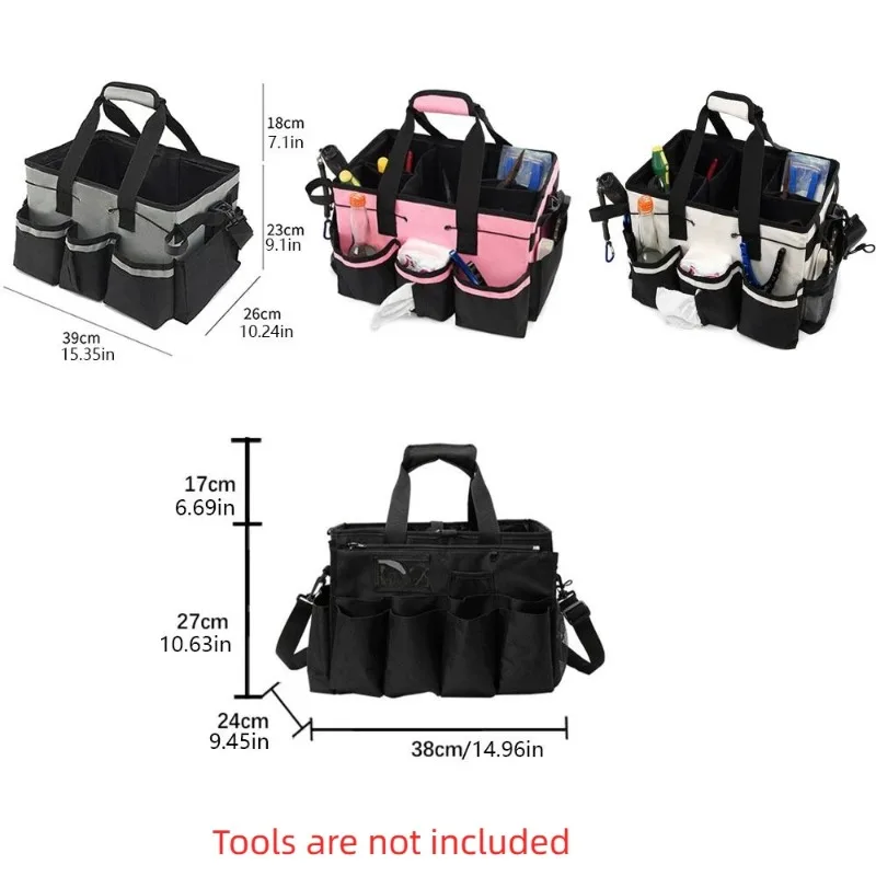 Adjustable Shoulder Straps Cleaning Tools Storage Bag Oxford Fabric Wear-Resistant Electrician Tool Pouch Multipocket Wide Mouth