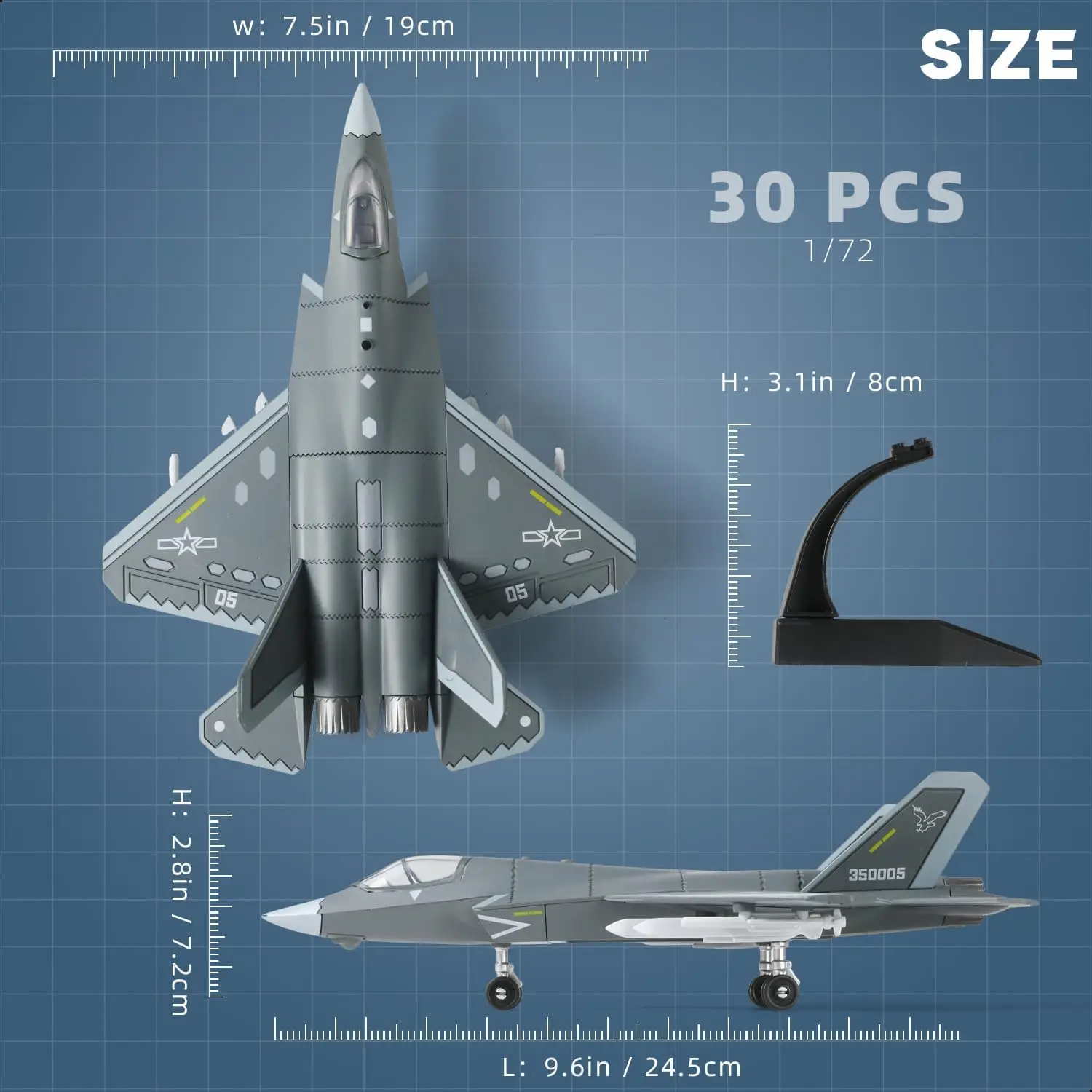 1/72 Scale J-35 Military Aircraft Toy Quick Build Model China Air Force Fighter Building Plastic Model Kit for Adults and Kids