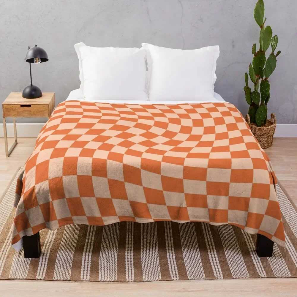 Check IV - Orange Twist Throw Blanket Loose Bed Fashionable Blankets For Baby Flannel Fabric Blankets