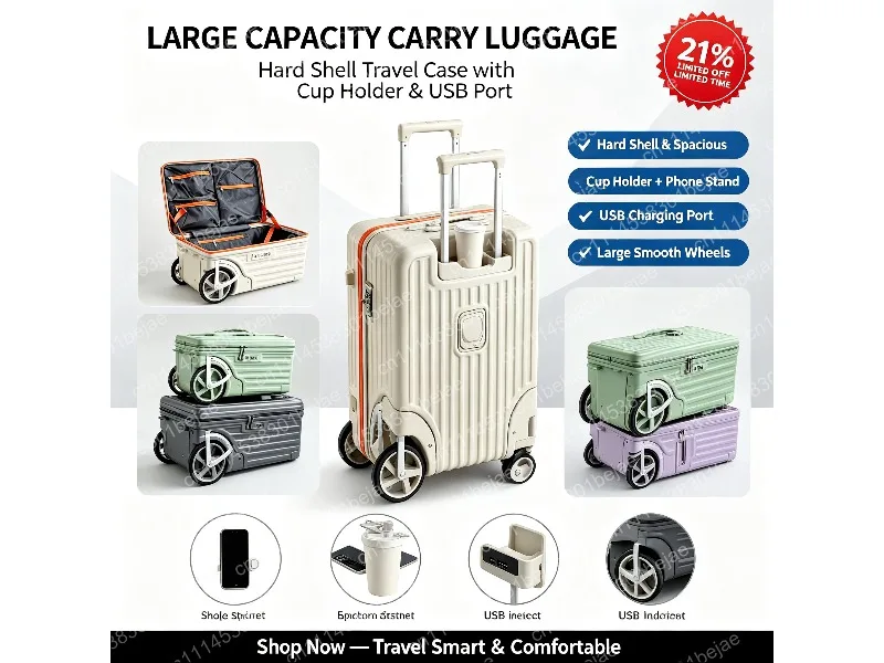 2025 New Side Opening Luggage with Spinner Wheels 20 Inch Carry On 24 Inch Travel Trolley Suitcase
