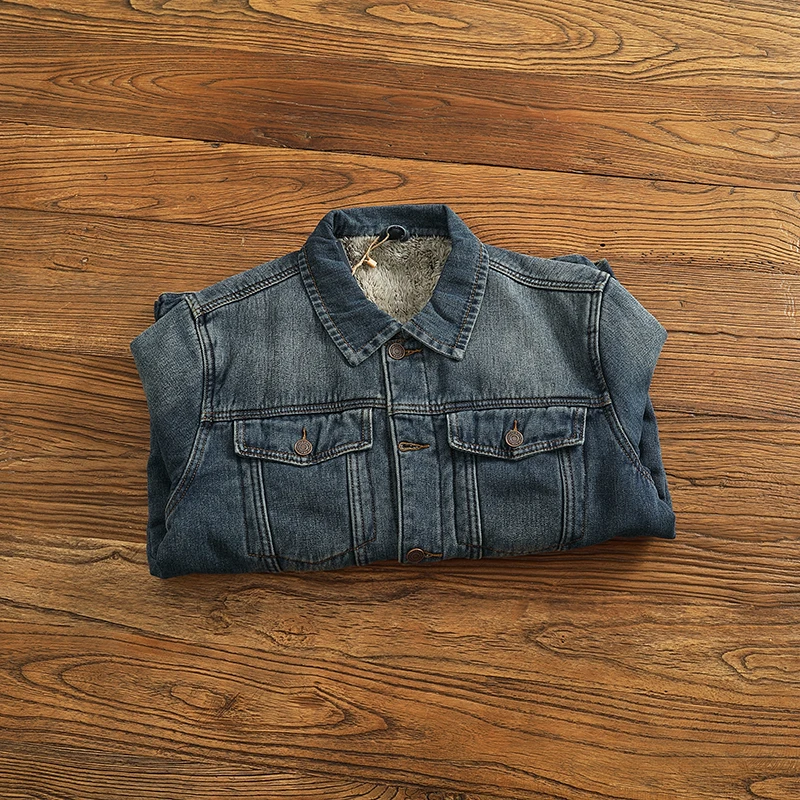 

Мужская классическая джинсовая джинсовая куртка на подкладке, осень-зима, новая теплая рабочая одежда, винтажная американская одежда