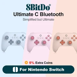 8Bitdo Ultimate C Bluetooth Nintendo Switch OLED Lite Wireless Controller Gamepad Available in Pink, Blue, and Orange