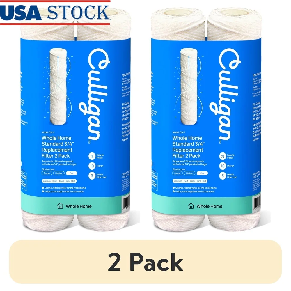 استبدال فلتر المياه للمنزل بالكامل 2-حزمة 3/4 بوصة ترشيح ناعم 10 ميكرون جرح بولي بروبيلين يقلل من مقياس الصدأ الرواسب