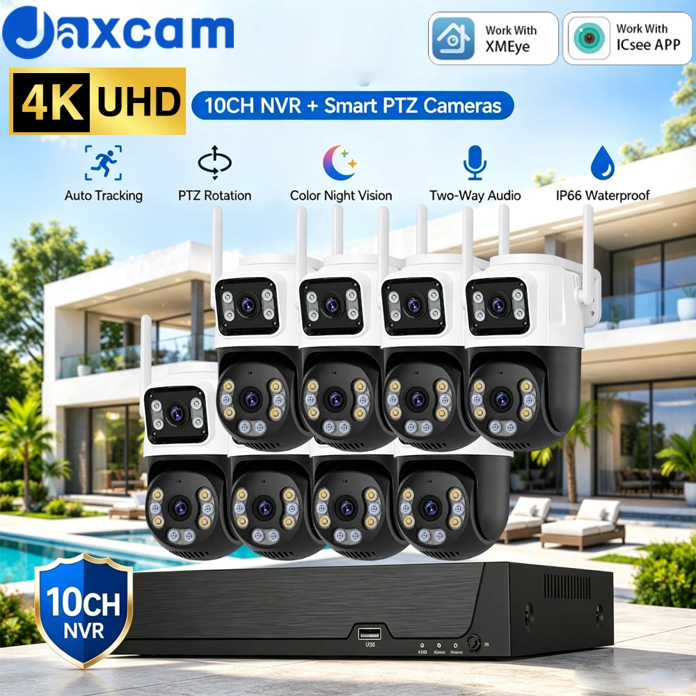 10CH WiFi NVR Security Camera Kit 4K 8MP Dual Lens PTZ IP Camera Outdoor IP66 Waterproof Human Tracking Two Way Audio CCTV Syste