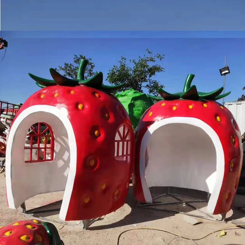 Large Fiberglass Strawberry House Sculpture