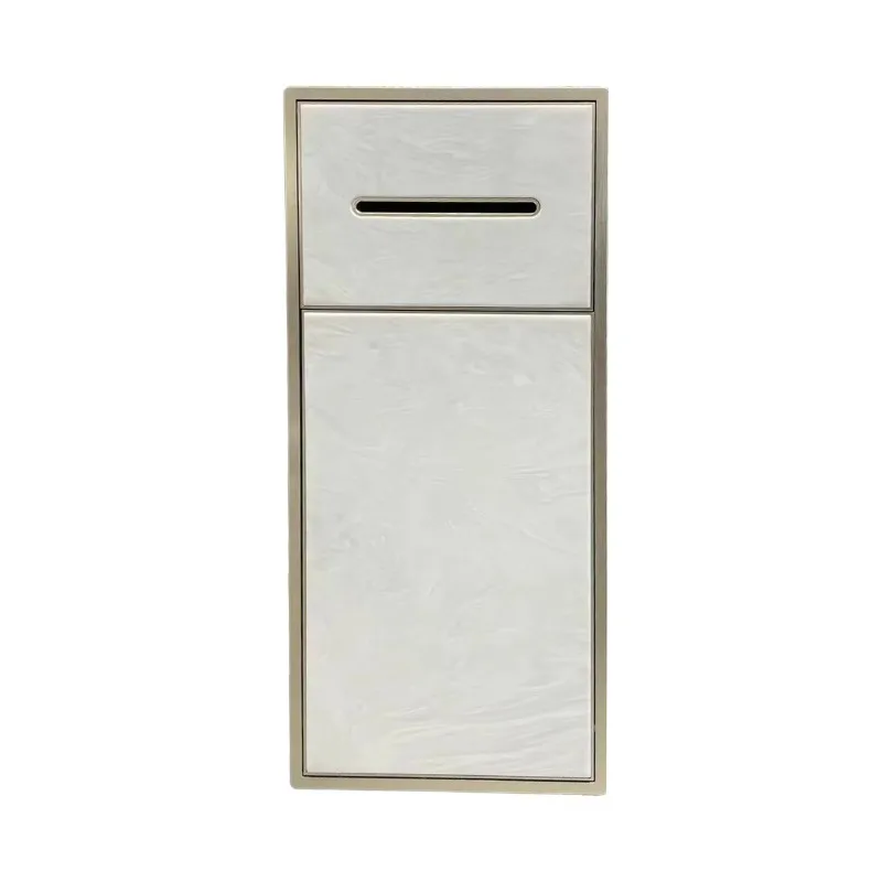 Luxury stone aluminum dispenser, toilet paper, storage paper towels, recessed niche with trash can, bathroom, kitchen