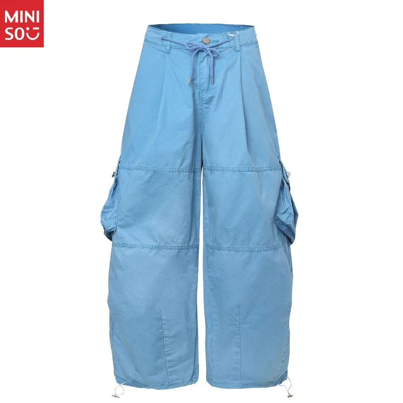 

American Retro Cargo Pants High Street Drawstring Loose Multi Pocket Kukri Wide Leg Men