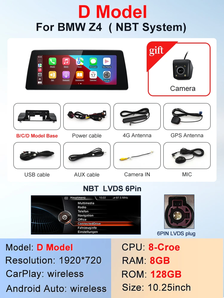 STWEI Qualcomm Snapdragon 665 6125 Andorid 14 Draadloze Carplay Auto Scherm Voor BMW Z4 E85 E86 E89 CIC Geen Scherm Model GPS Navi