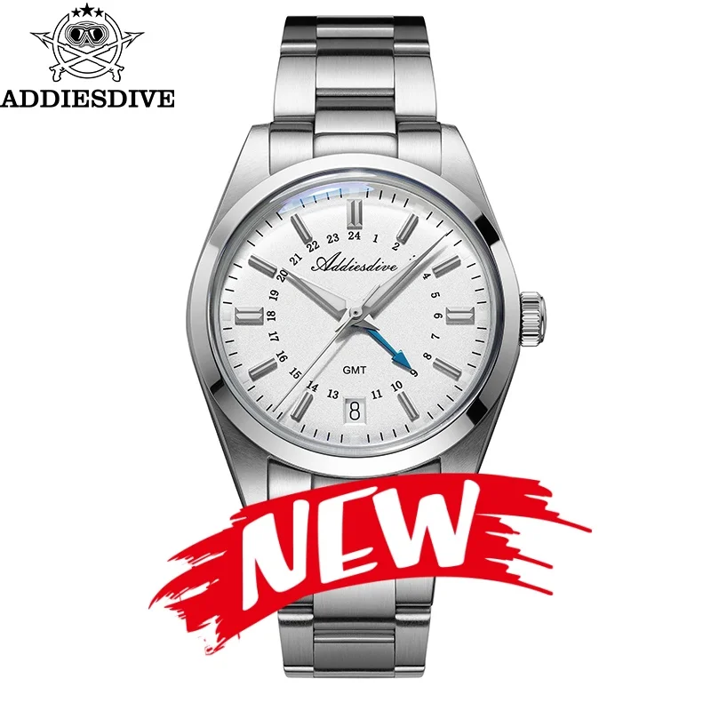 

ır ADDIESDIVE AD2065 36mm męski zegarek GMT wyświetlacz kalendarza BGW9 Super Luminous Reloj Hombre 100m wodoodporne zegarki kwarcowe