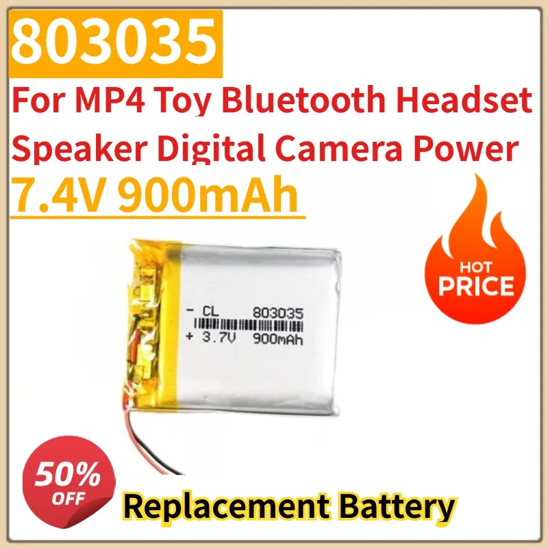 New 803035 3.7V 900mAh Lithium Polymer Rechargeable Battery For MP4 Toy Bluetooth Headset Speaker Digital Camera Power