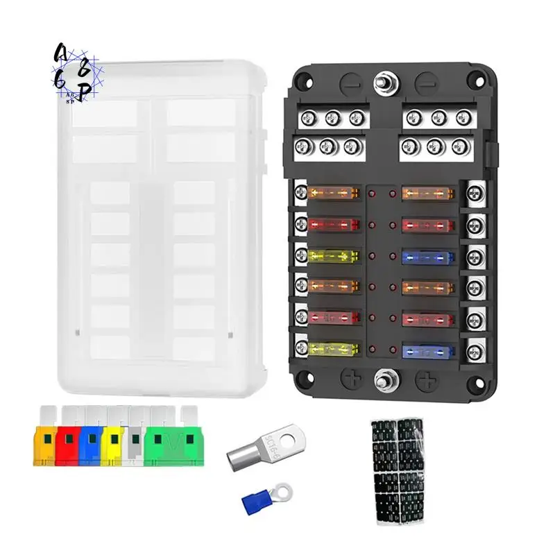 

A68P-New 12 Way Automotive Fuse Box Car Modification And Installation Equipment Safe Fuse Integrated Box For Cars And Ships