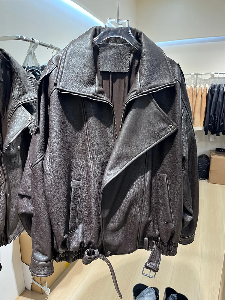 سترة نسائية من جلد الغنم الطبيعي الحقيقي الطبيعي ملابس خروج نسائية سترة من الجلد سترة منفوخة