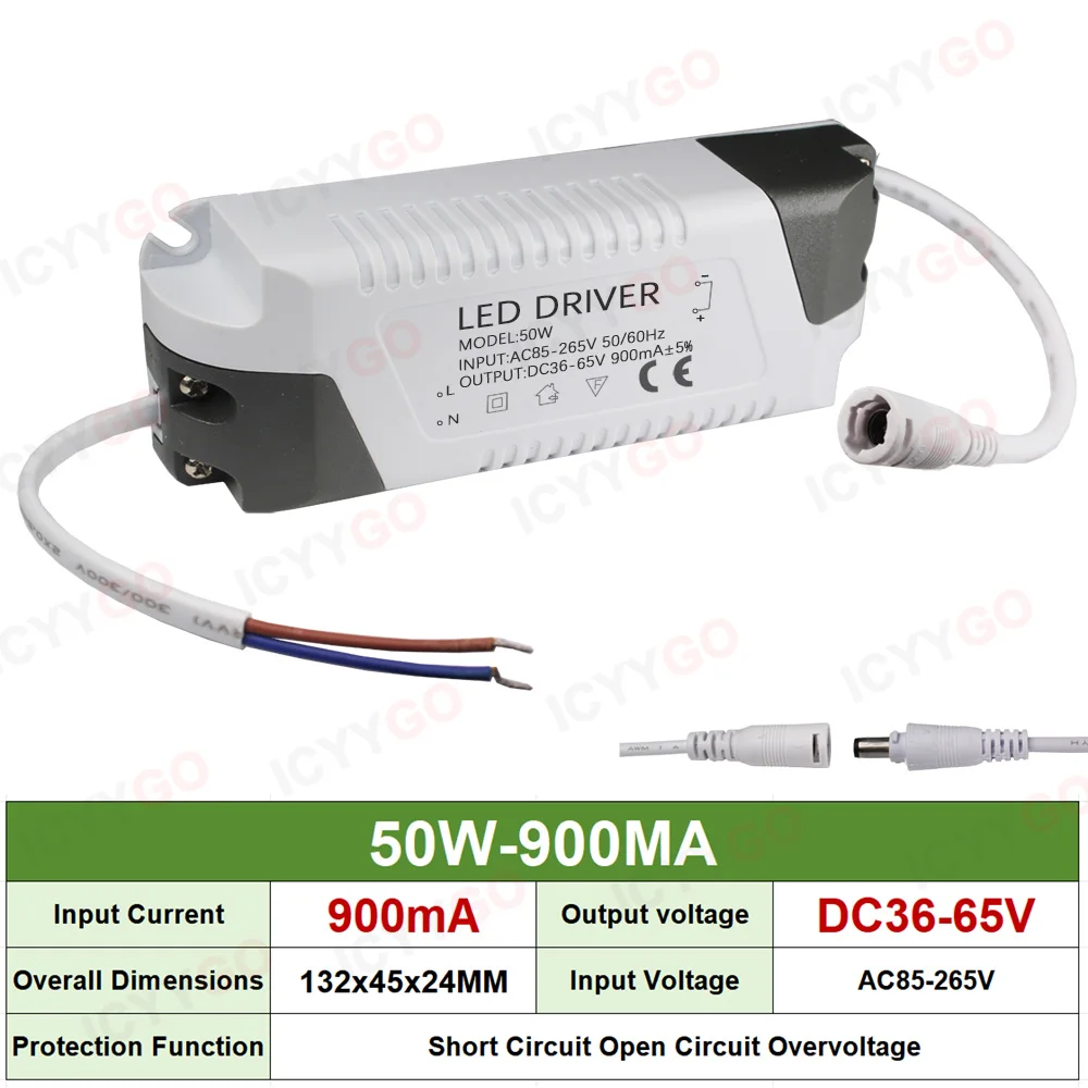 

LED 3-4W 4-7W 8-12W 18-25W 25W-36W 40W 50W 300MA 600MA 900MA 1200MA 1500MA LED Constant Current Driver Transformer Power Supply
