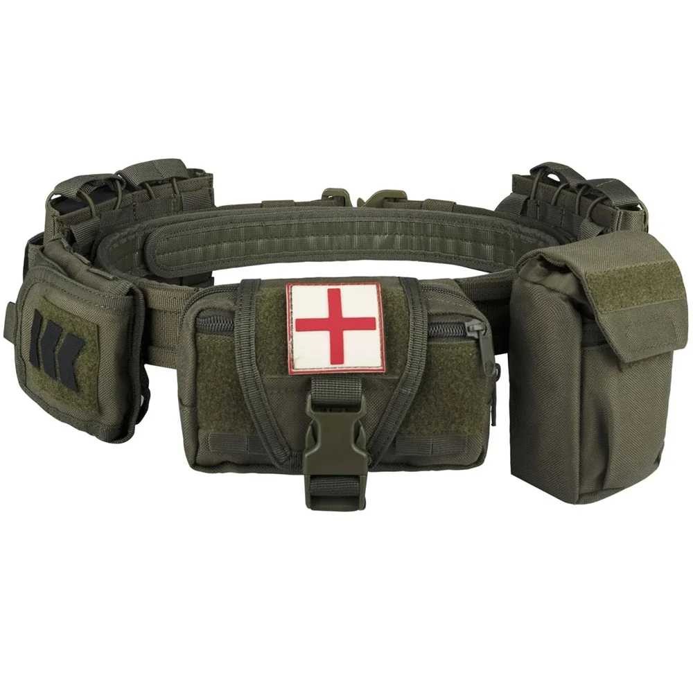 

Yakeda Tactical Battle Belt 7 in 1 Airsoft Utility, 1000D Nylon Tactical Duty Belt with Mag Pouch Bag