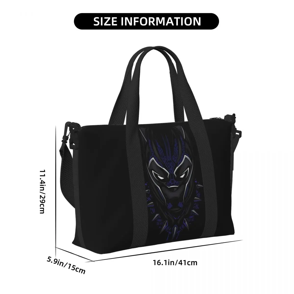 Sacola de compras de pantera negra personalizada para mulheres, mercearia, grande capacidade, papel de parede anime, ginásio, praia, bolsas de viagem