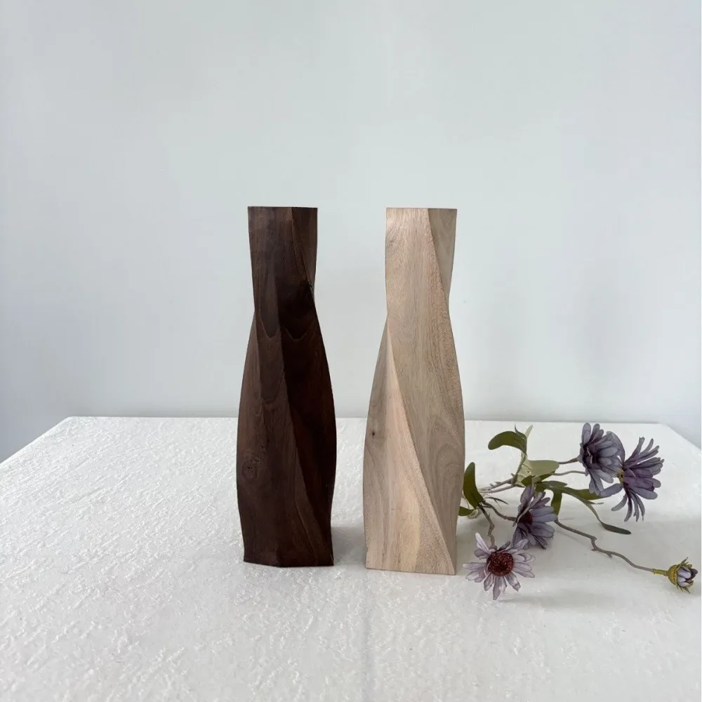 Nordic Simple Modern Solid Wood Wooden Vase Creative Home Art Paulownia Wood Vase Ddecoration Living Room Dining Room Decoration