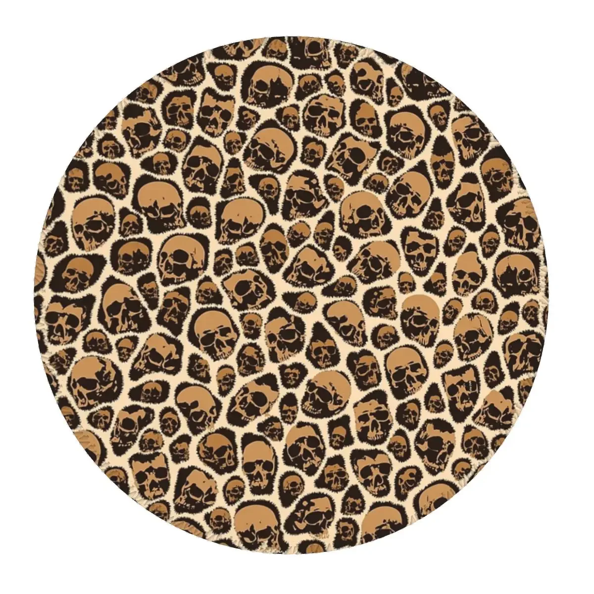 Leopard Print Cheetah Gothic Skulls Animal Fur Pattern Round Mouse Pad Computer Keyboard Mouse Mat Gaming Laptop Desk Mat