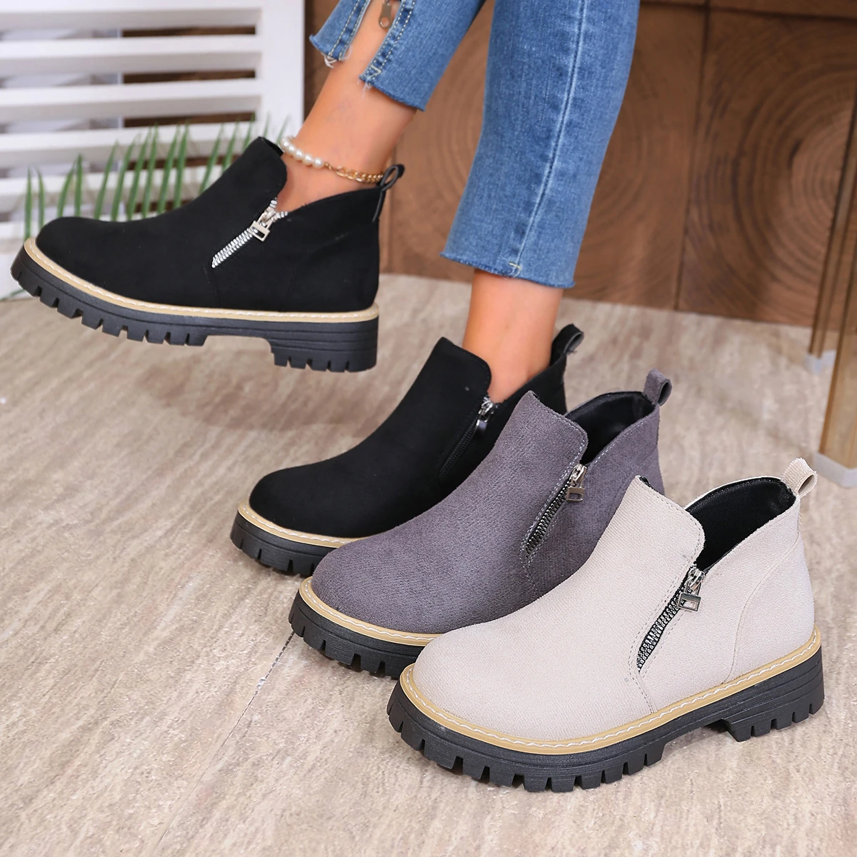 

Женские ботинки, модная удобная дизайнерская обувь для женщин, женские ботильоны на платформе больших размеров на толстой подошве, женские ботильоны Botas De Mujer