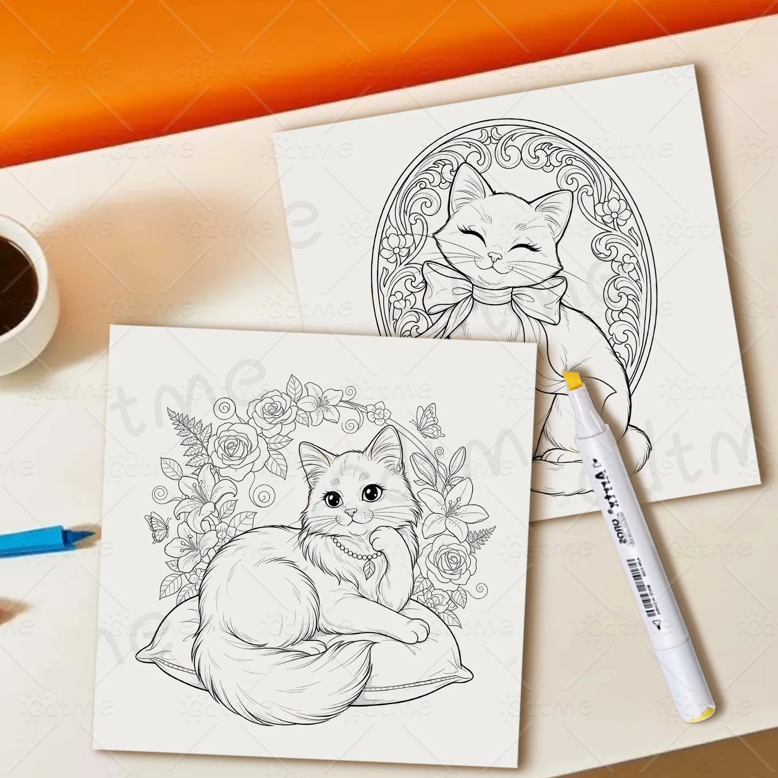 Liebevolles Katzen-Malbuch für Erwachsene zur Angstlinderung und Stressabbau, Kunst-Aktivitätsbuch, Perfektes Geschenk für Katzenliebhaber & Tierkunst-Fans – Detail 9