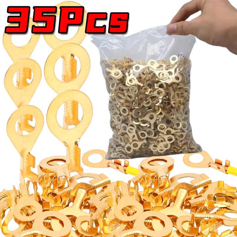 

Новые наконечники O-типа M5/M6/M8, разъемы холодного прессования, латунная вкладка, комбинированный набор носа для проводки, 35 шт./компл., круглый клеммный блок