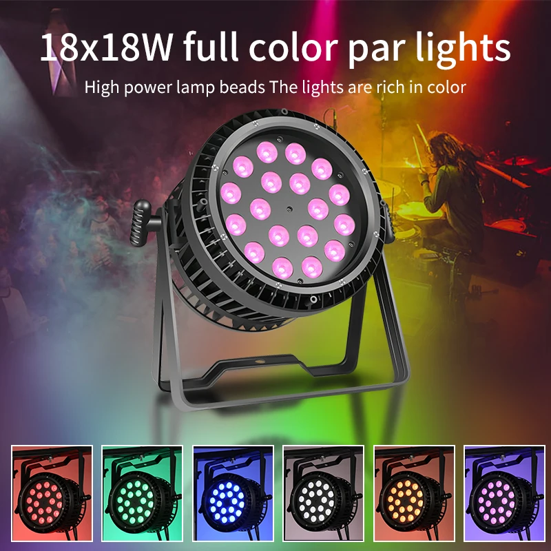 High power 18x18w RGBW /RGBWAUV waterproof par light IP65 suitable for outdoor wedding stage performance theater