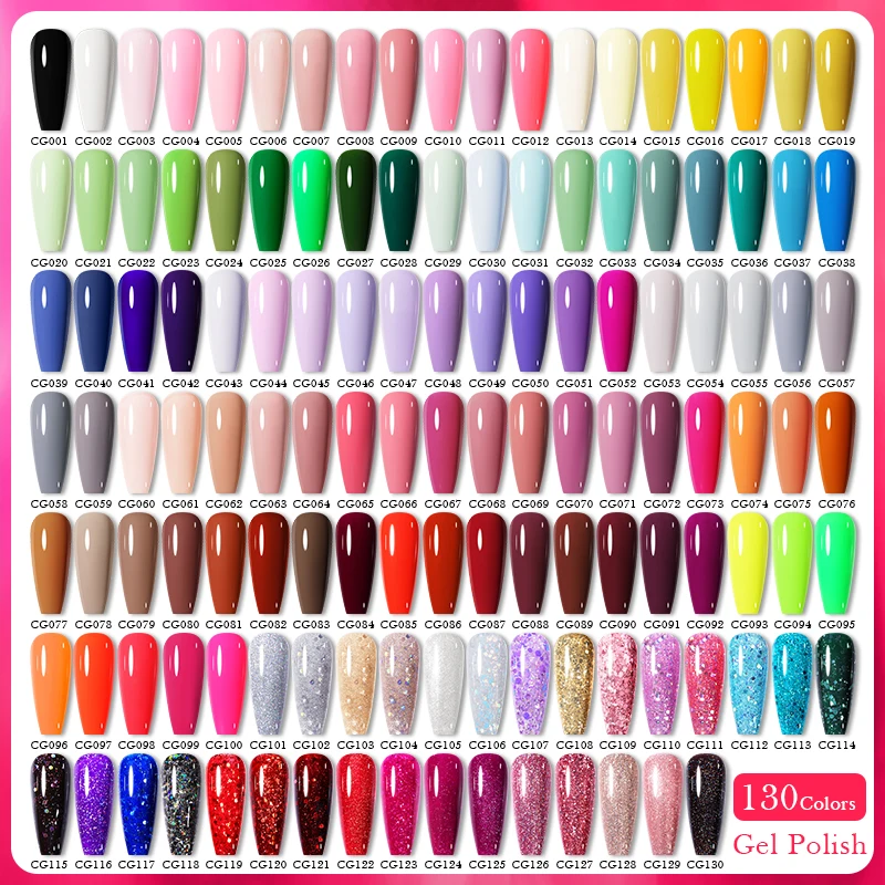 BORN PRETTY 10ml Gel Nail Polish Gel 130 Colors Semi Permanent Solid Nail Gel Varnish Soak Off UV Gel for Base Top Coat