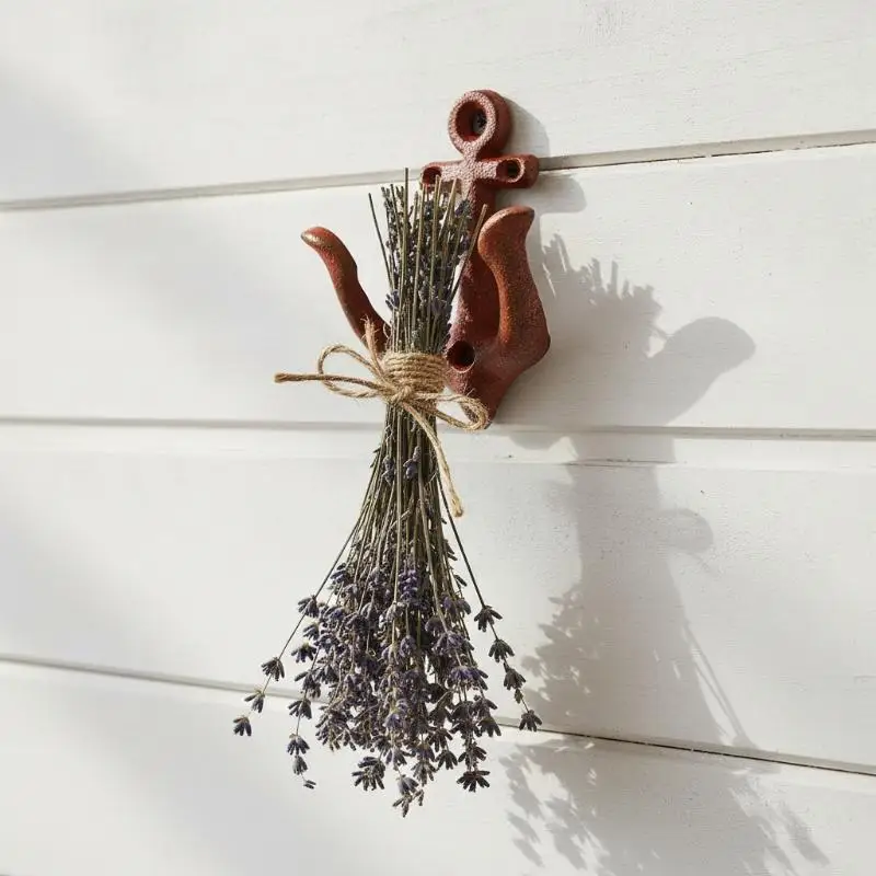 Decorative Vintage Nautical Cast Iron Anchor Wall Hooks Durable Fit Coastal Home Hang Towels Bags Keys