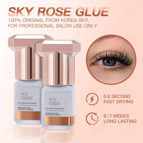 Pegamento rosa cielo Original de Corea, 1 botella de 5ML, 0,5 S, pegamento para pestañas de secado rápido, herramientas de maquillaje adhesivas para extensión de pestañas profesionales