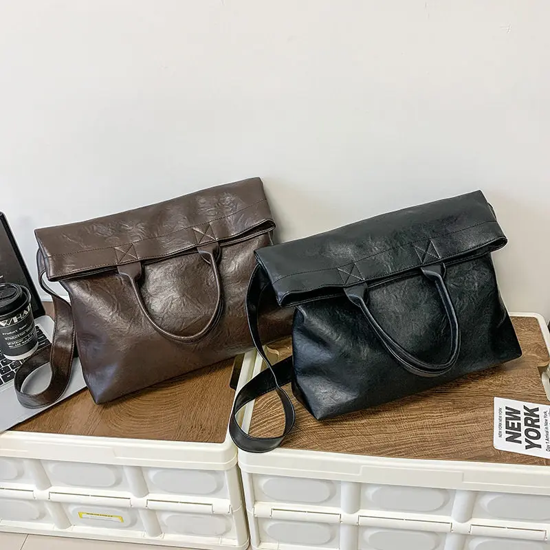 Designer Style Men's Commuting File Bag Hand-Held Briefcase Multifunctional Large Capacity Versatile Tote Bag Crossbody Bag