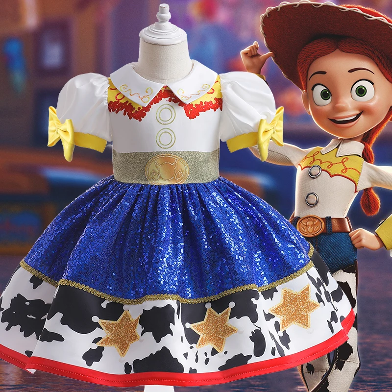 Girl Dress Jessie Girls Buzz Lightyear Dress Cartoon Cow Frocks Halloween Clothes Party Toy Story Vestidos Cosplay Kids Costume