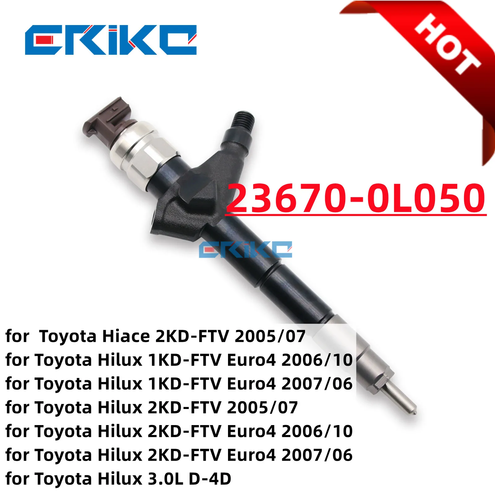 ERIKC  Diesel Engine Injector 23670-0L050 Nozzle 236700L050 23670 0L050 For Toyota 1KD-FTV /2KD-FTV Hiace Hilux 095000-8290