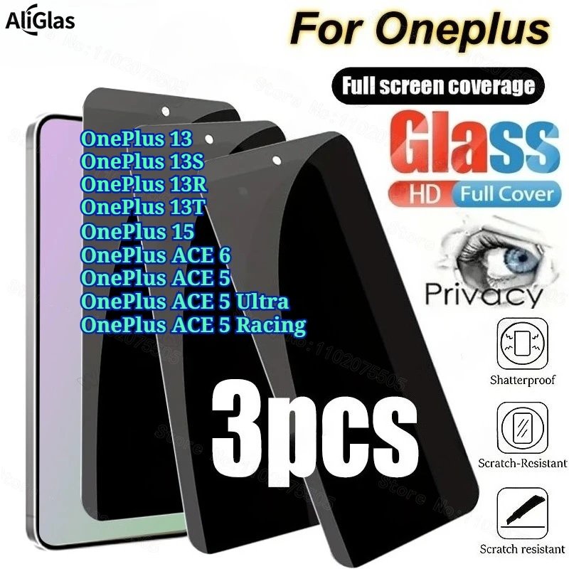 3PCS Privacy Screen Protector for OnePlus 15 13 13R 13S 13T Anti-Spy Tempered Glass for Oneplus ACE 6 5 Anti-Shatter 9H Glass