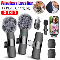 K9 Video Record Microphone 2.4G Intelligent Lavalier Microphone Noise Canceling Type-C Charging Live Broadcast Mic for Android