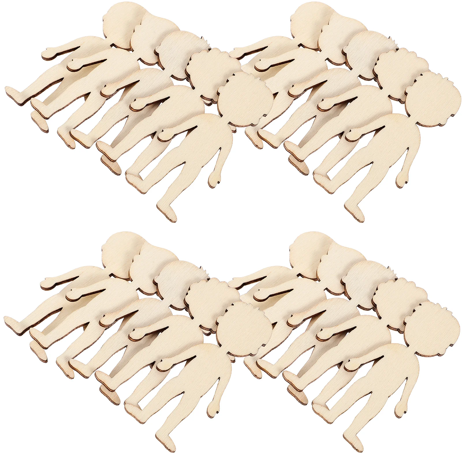 

50 Pcs Toy Child Blank CD Figurine Cut Out Material Wooden Paint Stir Sticks Unfinished Figure Cutouts