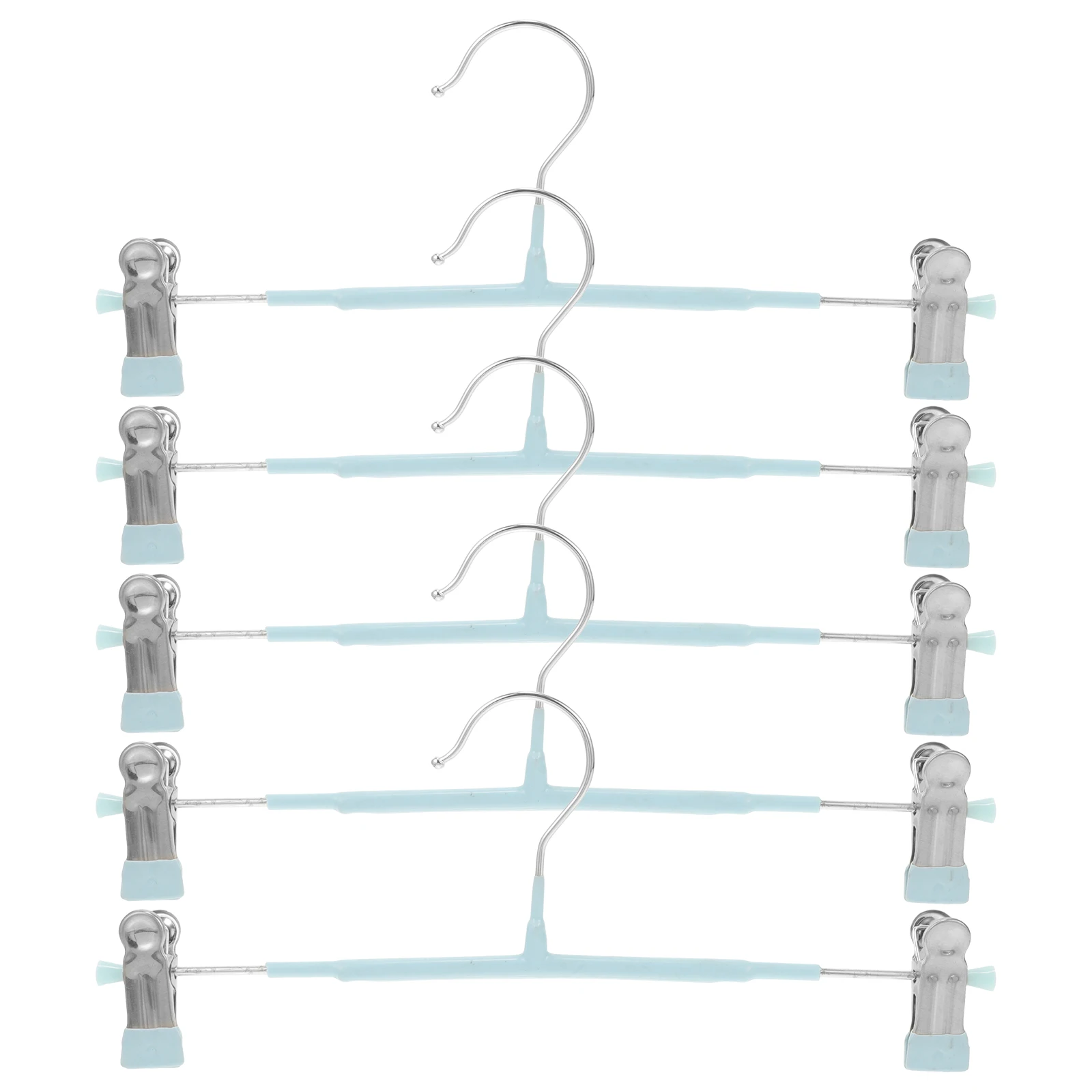 

5Pcs Stainless Steel Clothes Hangers Set Strong Grip Non Slip Collapsible Telescopic Space Saving Pant Clip Hanger