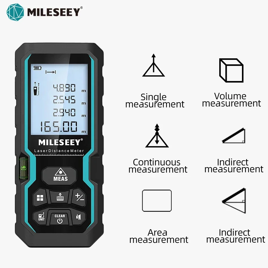 MILESEEY S6 Laser Tape Measure 40M 60M 80M 100M Laser Rangefinder IP54 Electronic Ruler Useful Measurement Tool